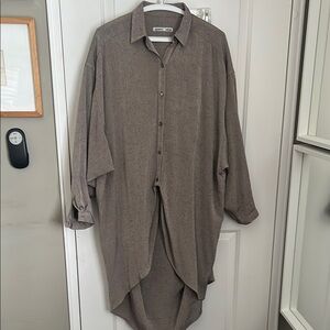 Oversized Brown Button-Up Shirt